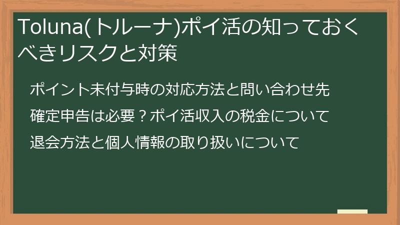 Toluna(トルーナ)ポイ活の知っておくべきリスクと対策