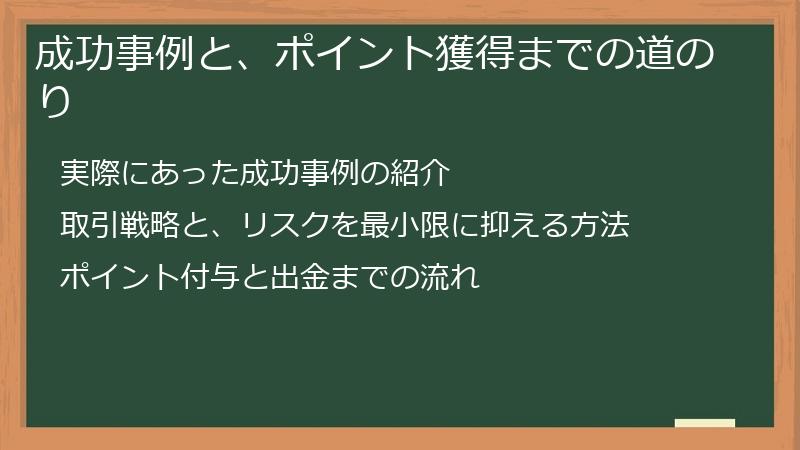 成功事例と、ポイント獲得までの道のり
