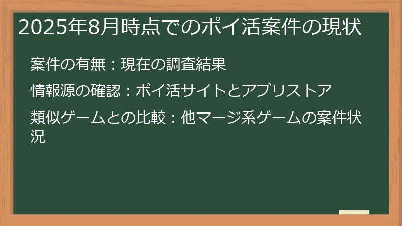 2025年8月時点でのポイ活案件の現状