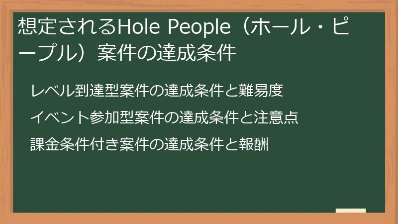 想定されるHole People（ホール・ピープル）案件の達成条件