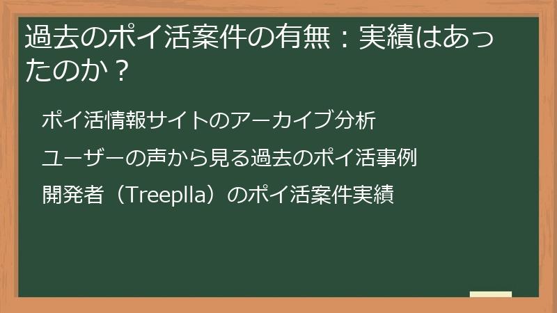 過去のポイ活案件の有無：実績はあったのか？