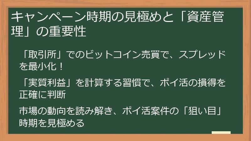 キャンペーン時期の見極めと「資産管理」の重要性
