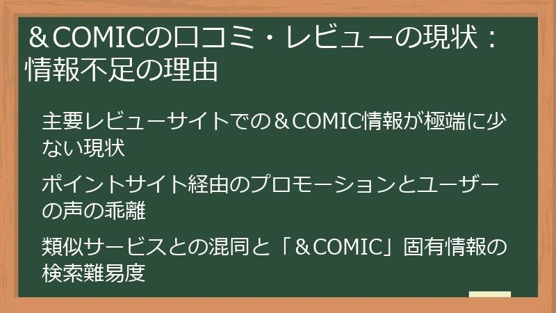 ＆COMICの口コミ・レビューの現状：情報不足の理由