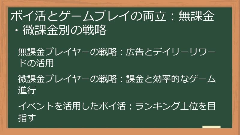 ポイ活とゲームプレイの両立：無課金・微課金別の戦略