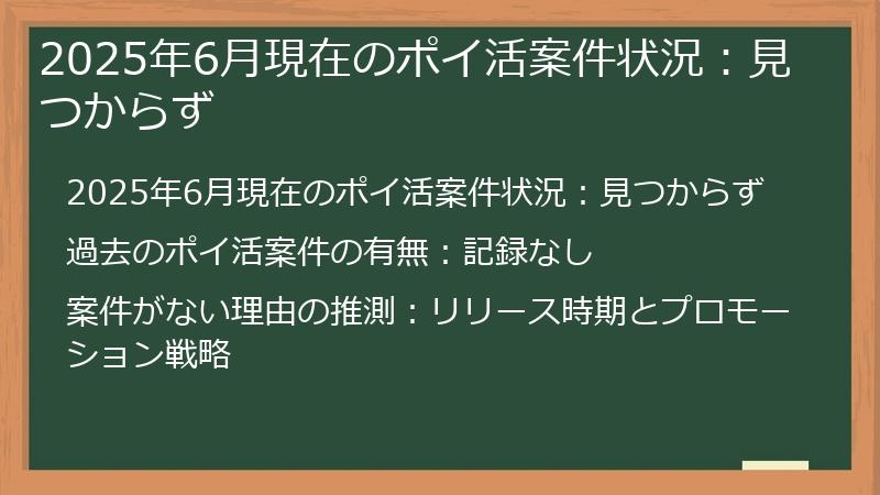 2025年6月現在のポイ活案件状況：見つからず
