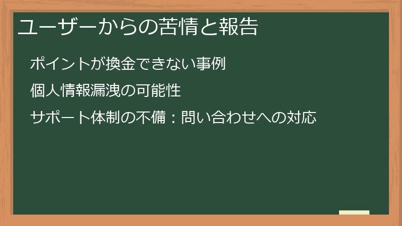 ユーザーからの苦情と報告