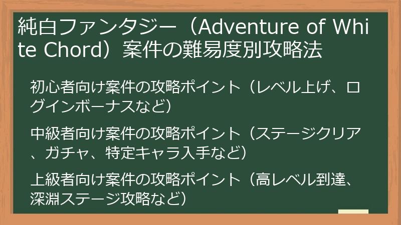純白ファンタジー（Adventure of White Chord）案件の難易度別攻略法
