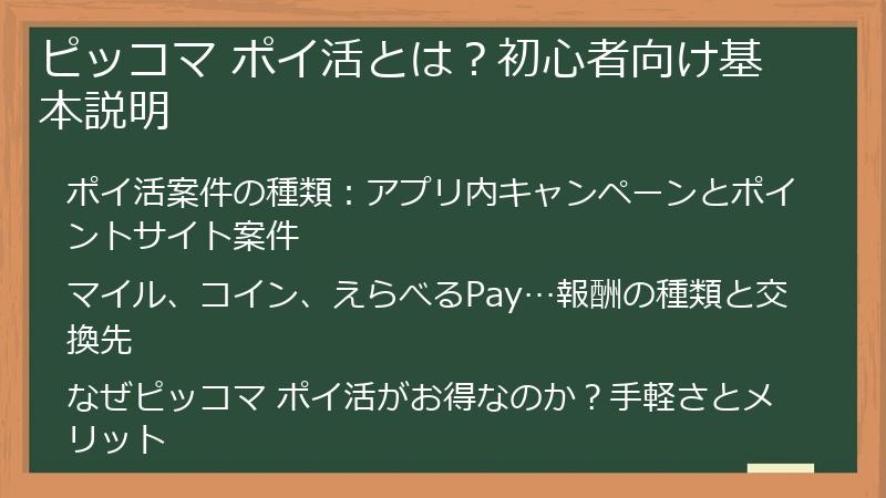 ピッコマ ポイ活とは？初心者向け基本説明