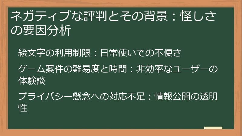ネガティブな評判とその背景：怪しさの要因分析