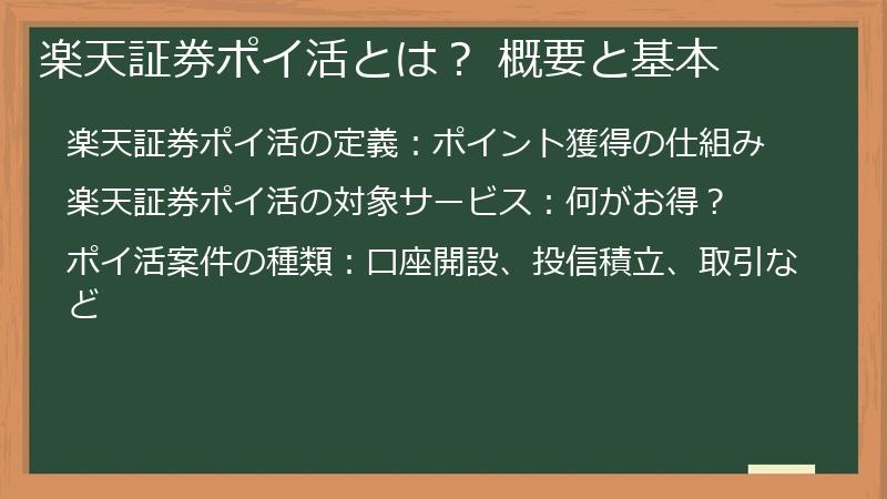 楽天証券ポイ活とは？ 概要と基本