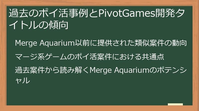 過去のポイ活事例とPivotGames開発タイトルの傾向