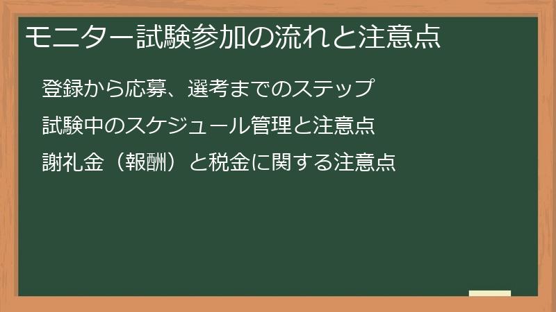 モニター試験参加の流れと注意点