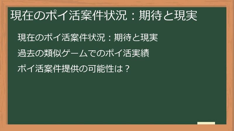 現在のポイ活案件状況：期待と現実