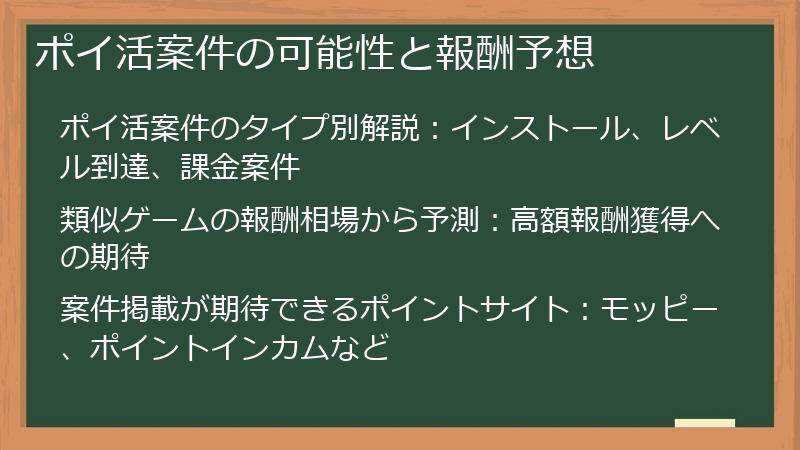 ポイ活案件の可能性と報酬予想