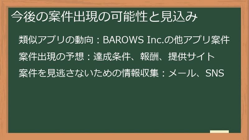 今後の案件出現の可能性と見込み