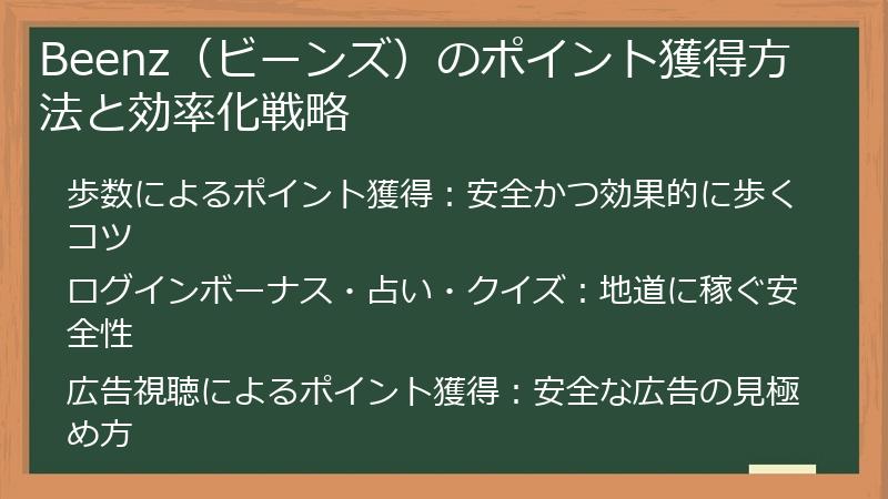 Beenz（ビーンズ）のポイント獲得方法と効率化戦略