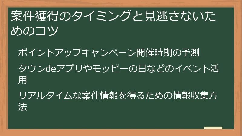 案件獲得のタイミングと見逃さないためのコツ