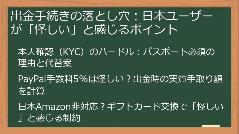 出金手続きの落とし穴：日本ユーザーが「怪しい」と感じるポイント
