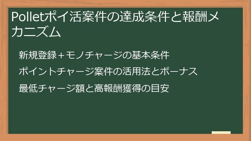 Polletポイ活案件の達成条件と報酬メカニズム