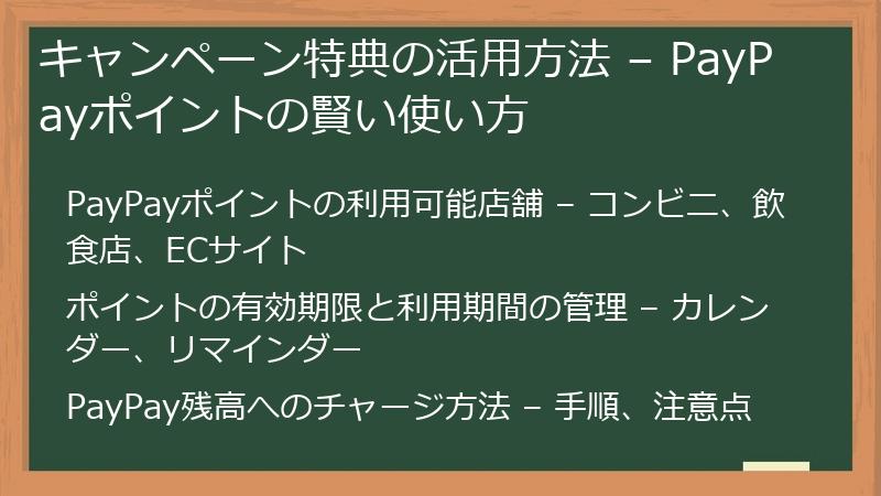 キャンペーン特典の活用方法 – PayPayポイントの賢い使い方