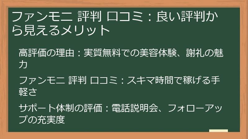 ファンモニ 評判 口コミ：良い評判から見えるメリット