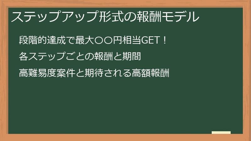 ステップアップ形式の報酬モデル