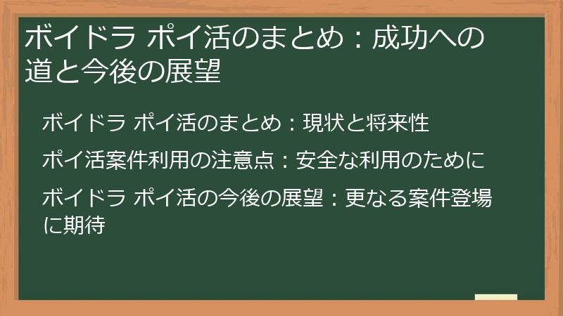 ボイドラ ポイ活のまとめ：成功への道と今後の展望