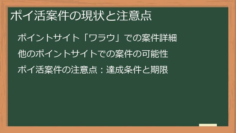 ポイ活案件の現状と注意点