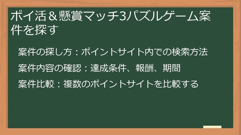 ポイ活&懸賞マッチ3パズルゲーム案件を探す