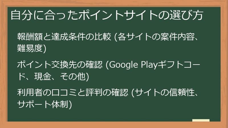 自分に合ったポイントサイトの選び方