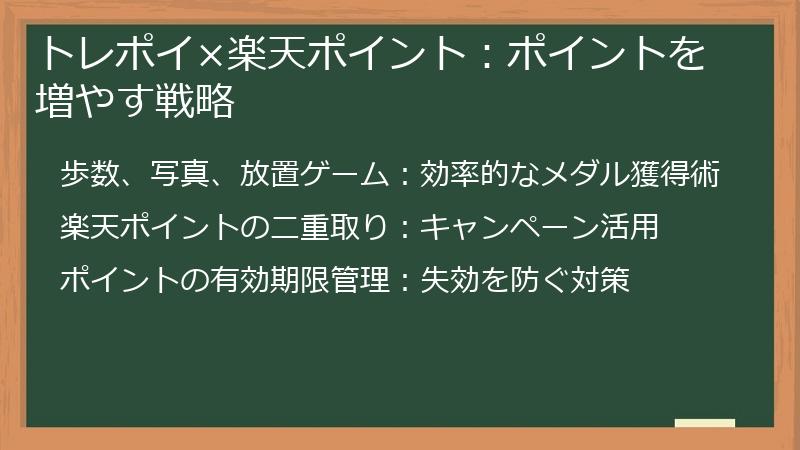 トレポイ×楽天ポイント：ポイントを増やす戦略