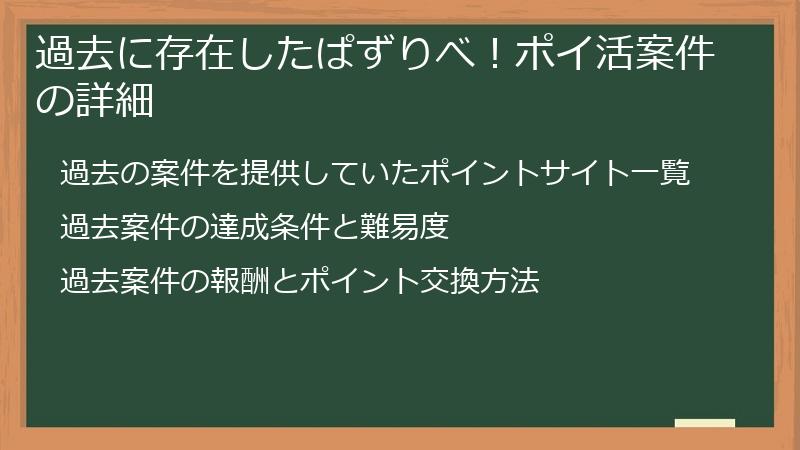 過去に存在したぱずりべ！ポイ活案件の詳細