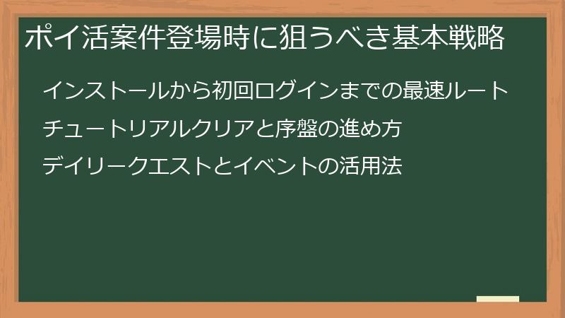ポイ活案件登場時に狙うべき基本戦略