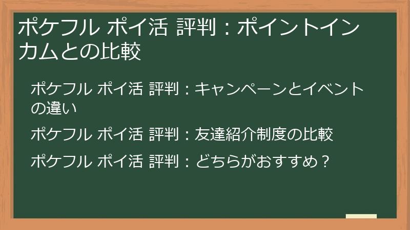 ポケフル ポイ活 評判：ポイントインカムとの比較
