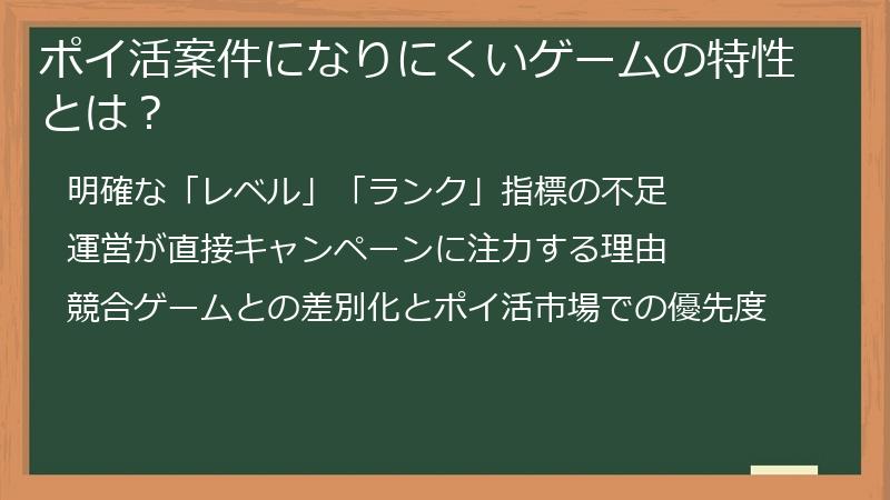 ポイ活案件になりにくいゲームの特性とは？