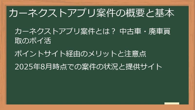 カーネクストアプリ案件の概要と基本