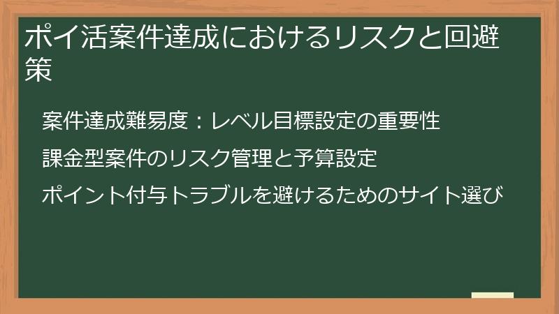 ポイ活案件達成におけるリスクと回避策