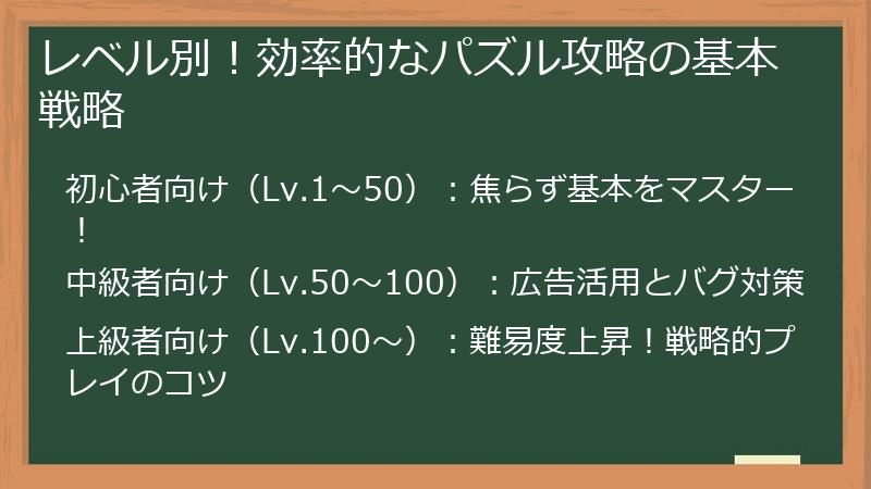 レベル別！効率的なパズル攻略の基本戦略