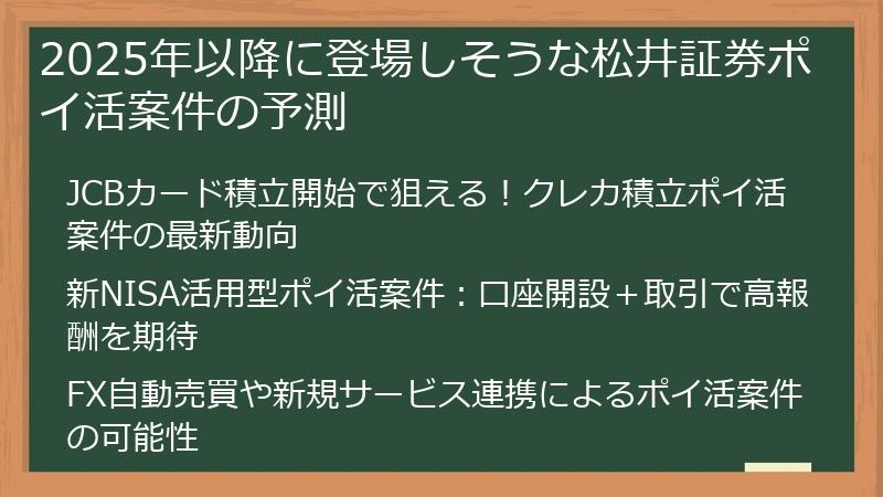 2025年以降に登場しそうな松井証券ポイ活案件の予測