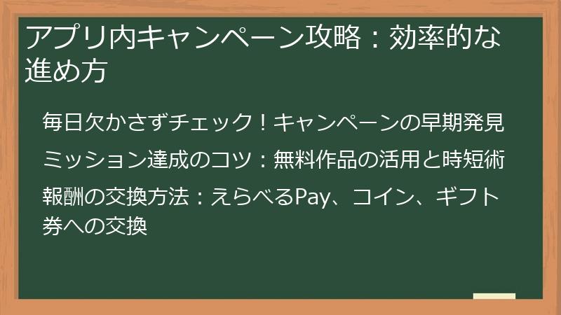 アプリ内キャンペーン攻略：効率的な進め方