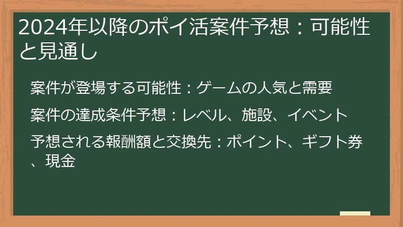 2024年以降のポイ活案件予想：可能性と見通し