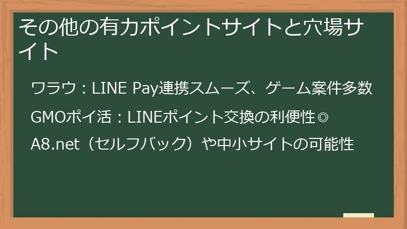 その他の有力ポイントサイトと穴場サイト