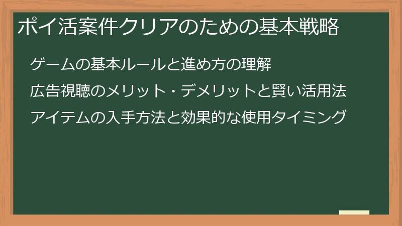 ポイ活案件クリアのための基本戦略