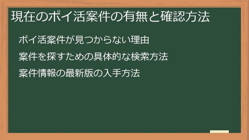 現在のポイ活案件の有無と確認方法