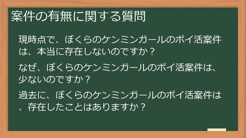 案件の有無に関する質問