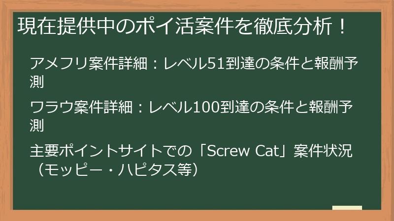 現在提供中のポイ活案件を徹底分析！
