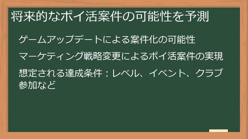 将来的なポイ活案件の可能性を予測