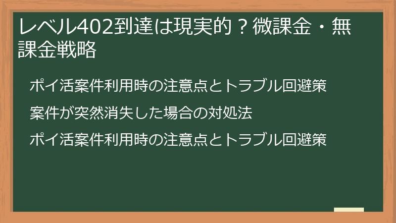 レベル402到達は現実的？微課金・無課金戦略