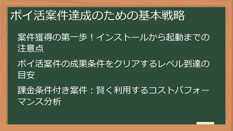 ポイ活案件達成のための基本戦略