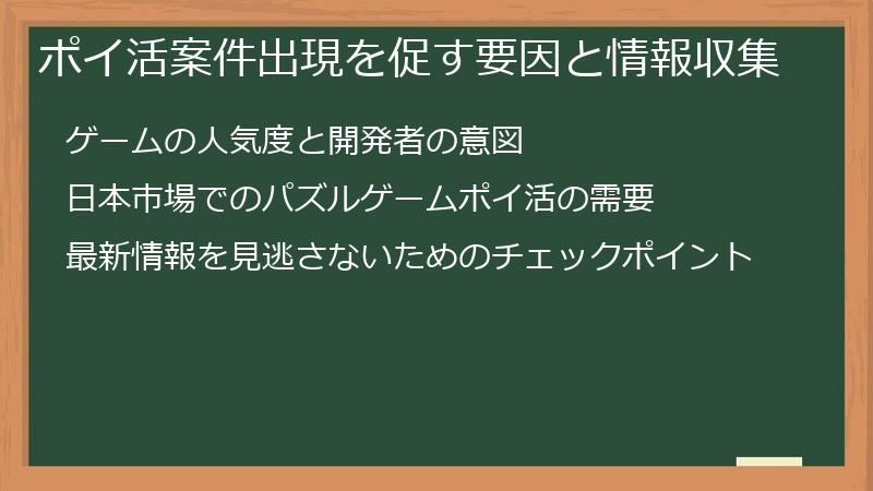 ポイ活案件出現を促す要因と情報収集